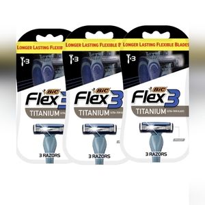 Bic Flex 3 Titanium Mens Disposable 3 Razors Ultra Thin Blades